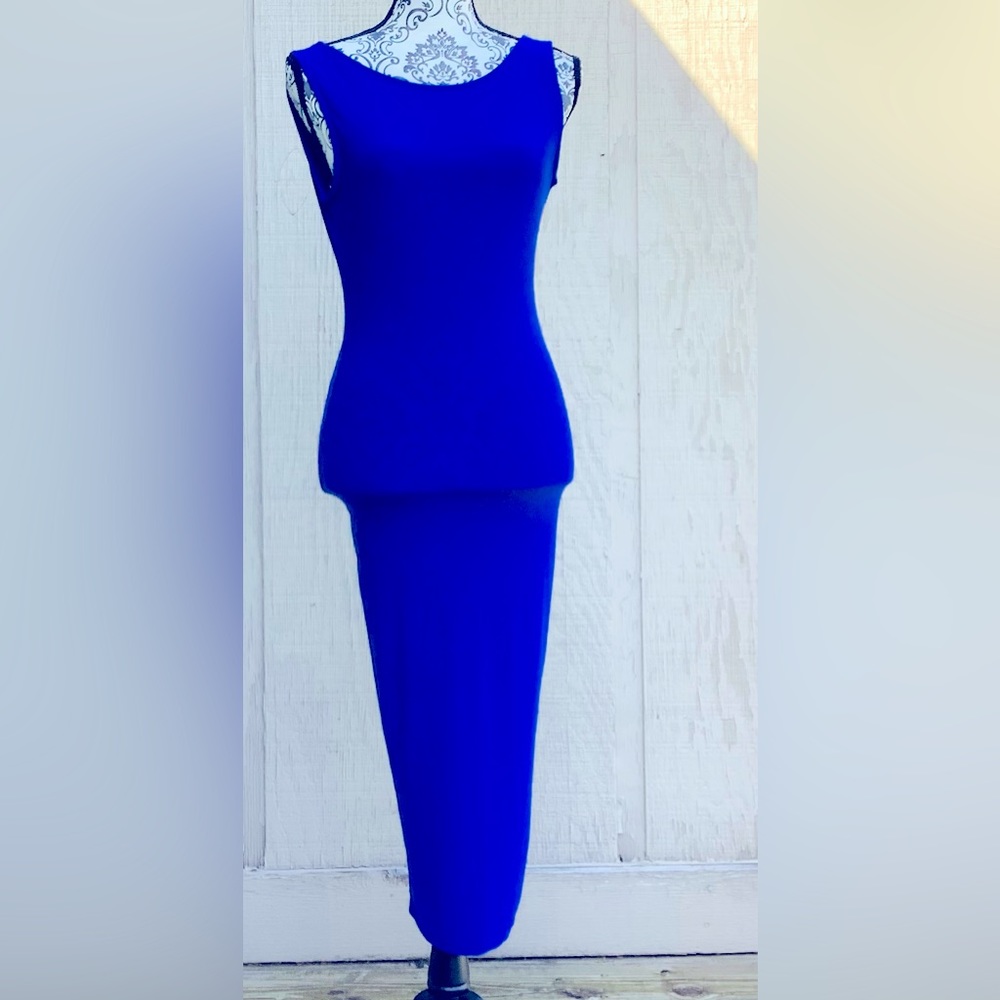 Windsor: Size Small Sleeveless Sleek Blue V-Back Dress